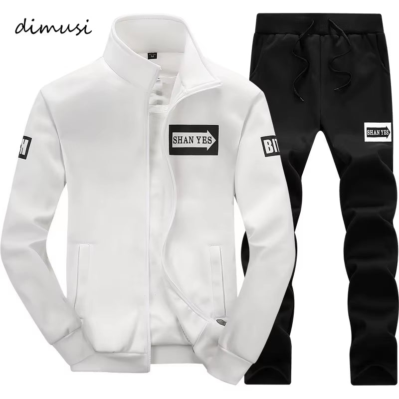 Autumn Men Sportwear Sets Tracksuit Male Outwear Sweatshirts Patchwork Men Hoodies Stand Collar Tracksuit Sets Clothing
