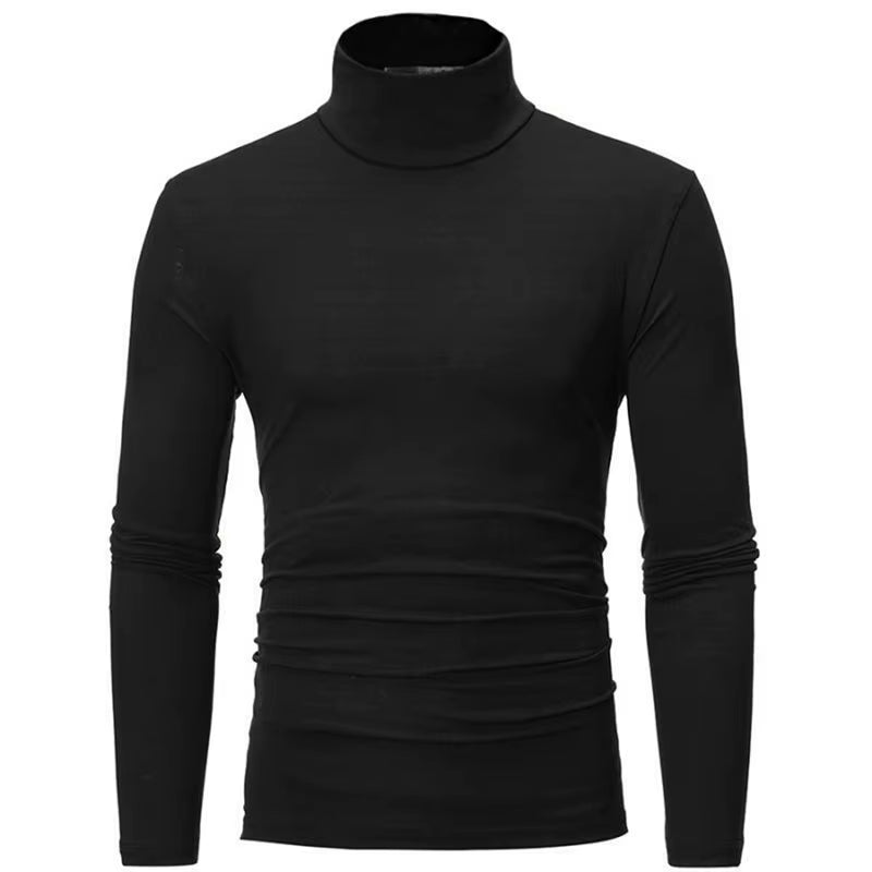 New Thermal Underwear Tops Men'S Casual Slim Turtleneck Bottom Shirt Long Sleeve Basic Tops Autumn Pullover Mock Neck Undershirt