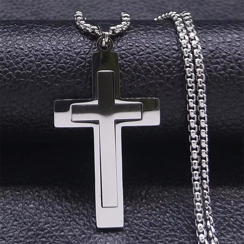 Cross Pendant Stainless Steel Male Necklace for Man Women Gold Color Men'S Chain Necklaces Jewelry Cadenas Para Hombre N6054S02
