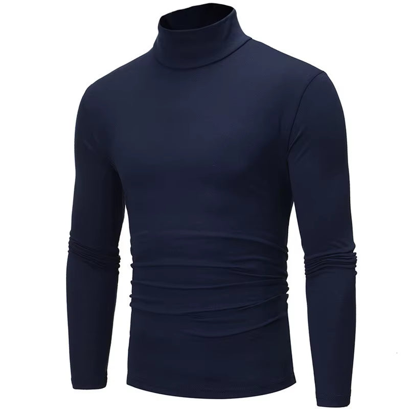 New Thermal Underwear Tops Men'S Casual Slim Turtleneck Bottom Shirt Long Sleeve Basic Tops Autumn Pullover Mock Neck Undershirt