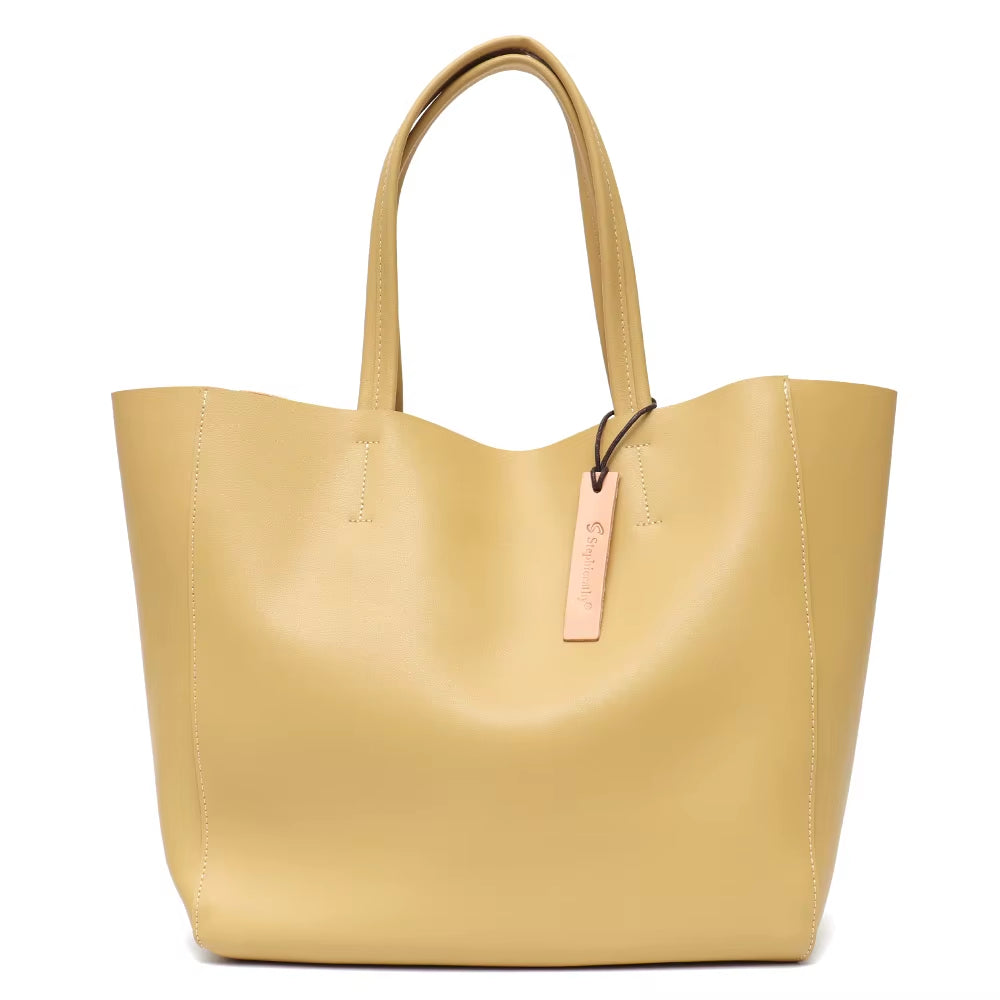 SC Luxury Brand Cow Leather Tote Bags Designer Cowhide Handbags Women Shoulder Bags Fashion Female Large Capacity Liner Bag