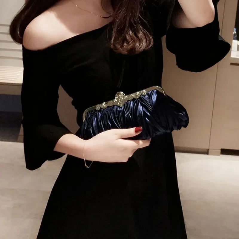 Fashion Women Evening Bag Satin Ladies Luxury Clutches Handbag Banquet Shoulder Bags Party Clutch Bridal Wedding Purse