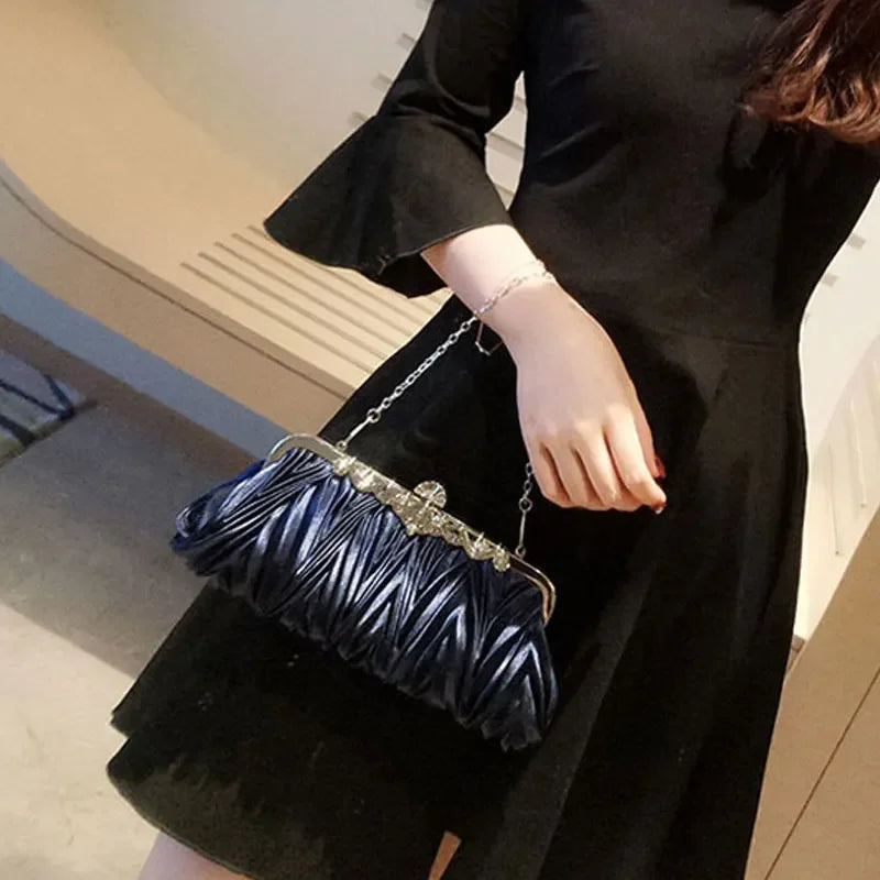 Fashion Women Evening Bag Satin Ladies Luxury Clutches Handbag Banquet Shoulder Bags Party Clutch Bridal Wedding Purse