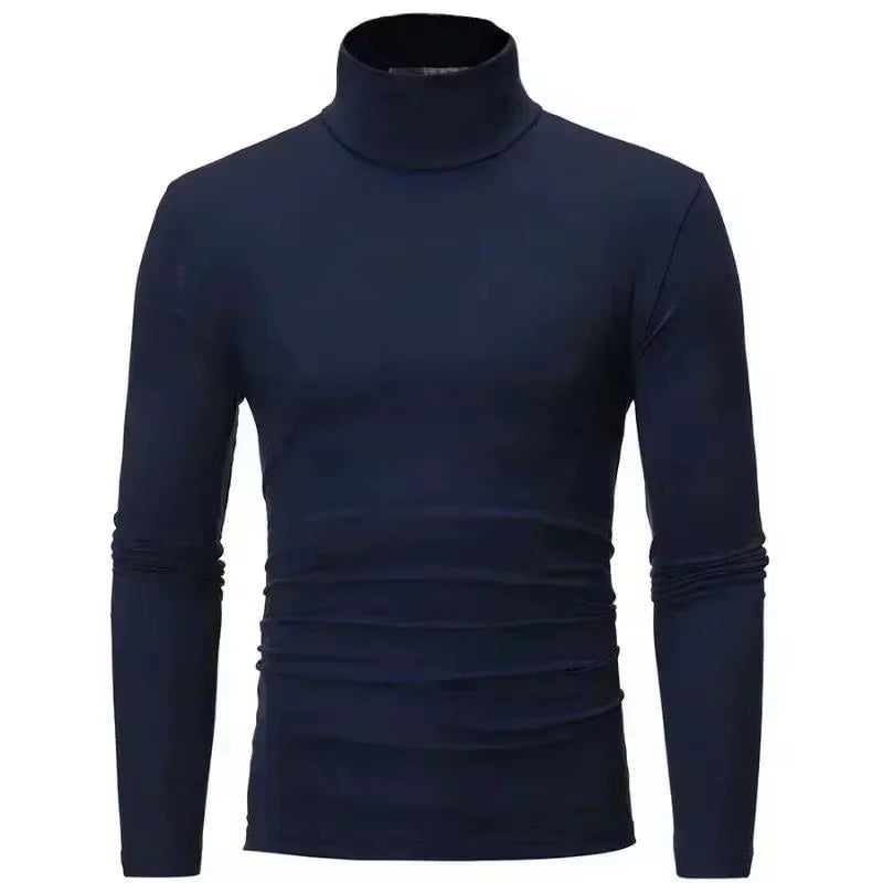 New Thermal Underwear Tops Men'S Casual Slim Turtleneck Bottom Shirt Long Sleeve Basic Tops Autumn Pullover Mock Neck Undershirt