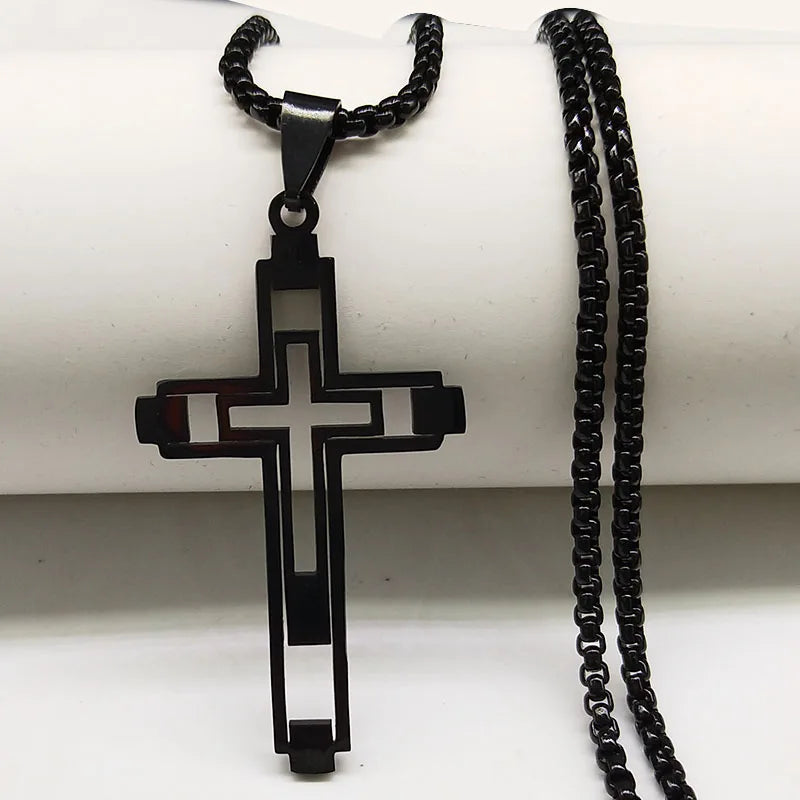 Cross Pendant Stainless Steel Male Necklace for Man Women Gold Color Men'S Chain Necklaces Jewelry Cadenas Para Hombre N6054S02