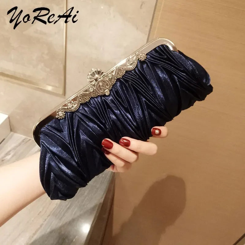 Fashion Women Evening Bag Satin Ladies Luxury Clutches Handbag Banquet Shoulder Bags Party Clutch Bridal Wedding Purse