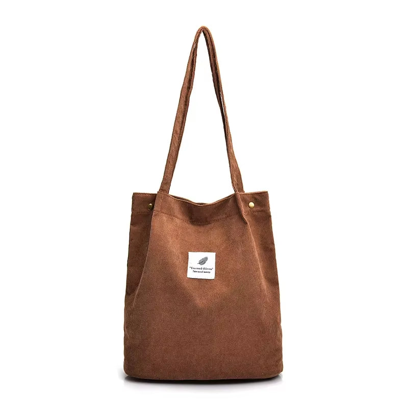 New Women Handbags Corduroy Shoulder Bags Reusable Large Capacity Shopping Bags Casual Portable Bolsas Feminina Dropshipping