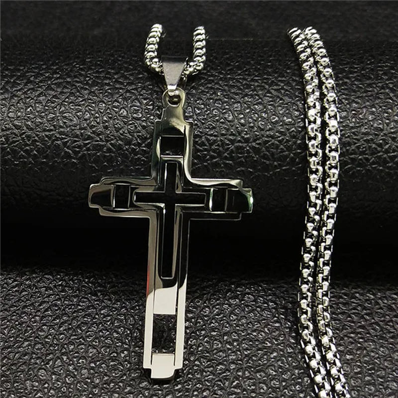 Cross Pendant Stainless Steel Male Necklace for Man Women Gold Color Men'S Chain Necklaces Jewelry Cadenas Para Hombre N6054S02