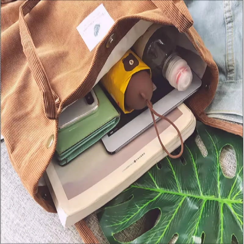 New Women Handbags Corduroy Shoulder Bags Reusable Large Capacity Shopping Bags Casual Portable Bolsas Feminina Dropshipping
