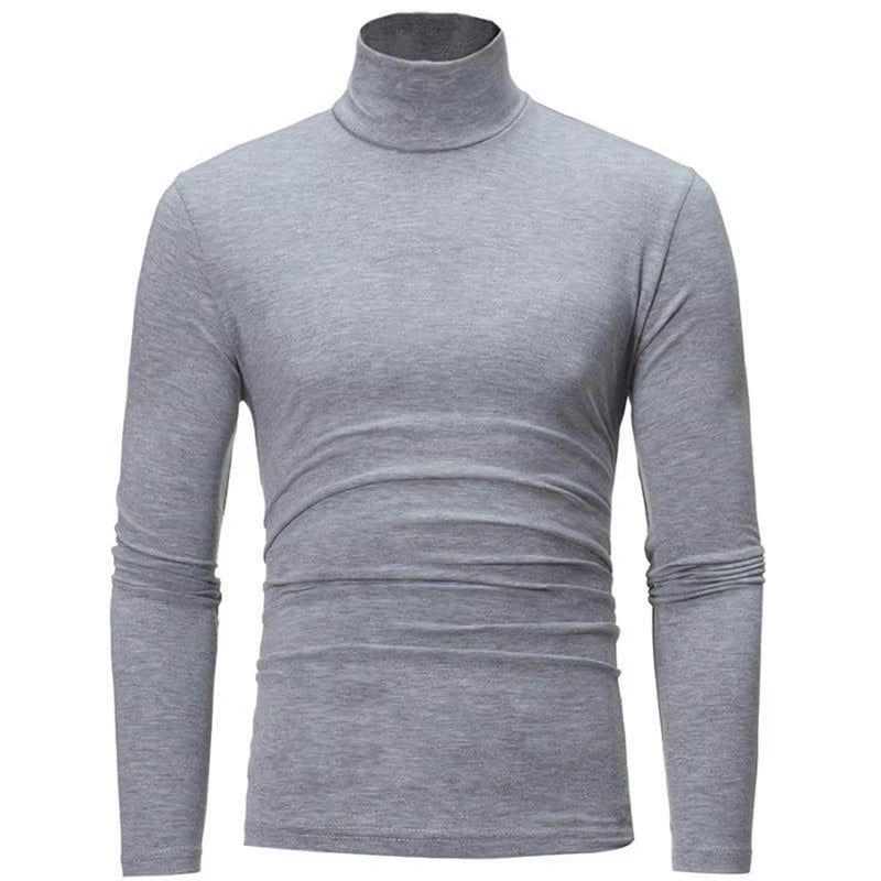 New Thermal Underwear Tops Men'S Casual Slim Turtleneck Bottom Shirt Long Sleeve Basic Tops Autumn Pullover Mock Neck Undershirt