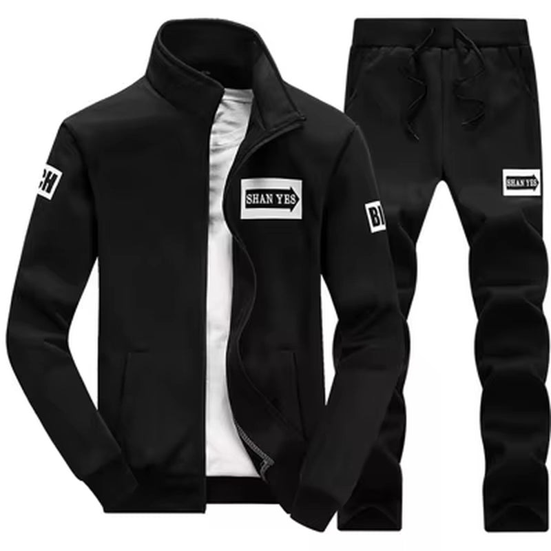 Autumn Men Sportwear Sets Tracksuit Male Outwear Sweatshirts Patchwork Men Hoodies Stand Collar Tracksuit Sets Clothing