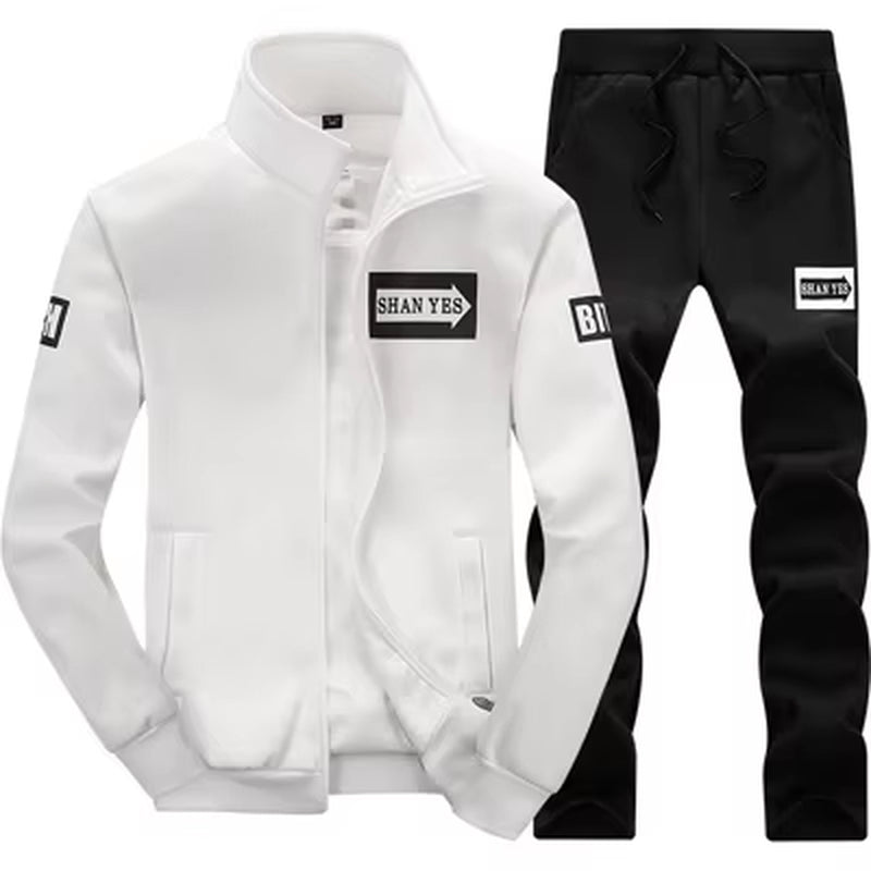 Autumn Men Sportwear Sets Tracksuit Male Outwear Sweatshirts Patchwork Men Hoodies Stand Collar Tracksuit Sets Clothing