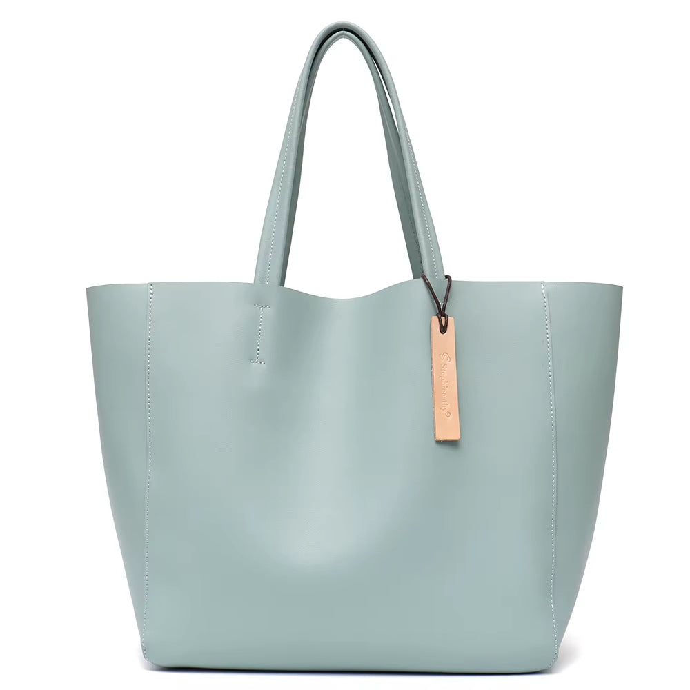 SC Luxury Brand Cow Leather Tote Bags Designer Cowhide Handbags Women Shoulder Bags Fashion Female Large Capacity Liner Bag