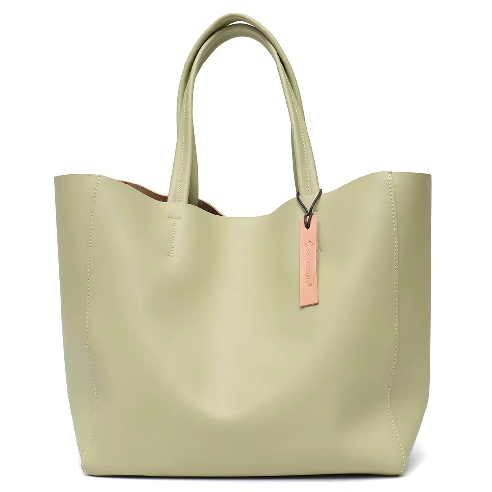 SC Luxury Brand Cow Leather Tote Bags Designer Cowhide Handbags Women Shoulder Bags Fashion Female Large Capacity Liner Bag