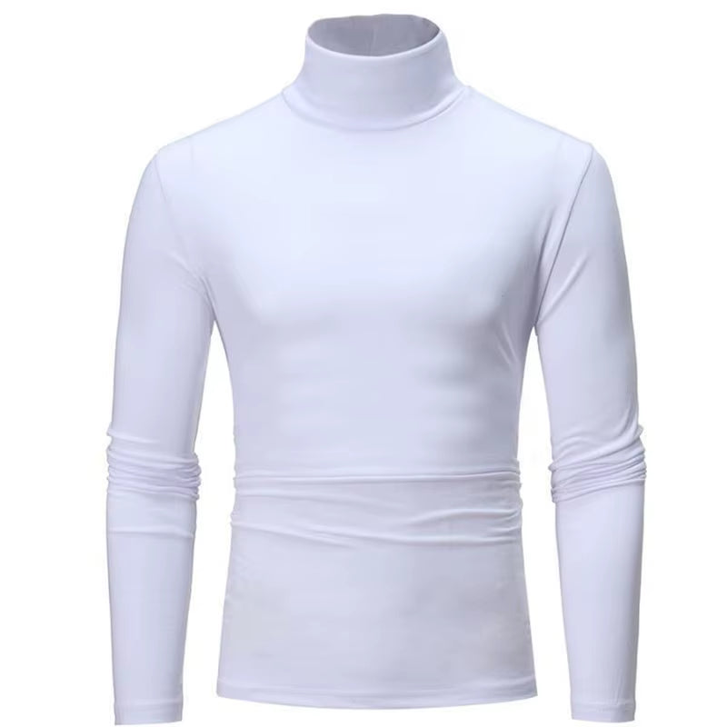 New Thermal Underwear Tops Men'S Casual Slim Turtleneck Bottom Shirt Long Sleeve Basic Tops Autumn Pullover Mock Neck Undershirt