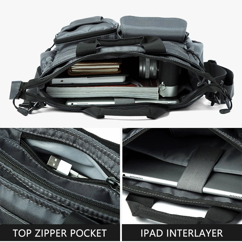 Fashion Office Bag for Men Satchels Waterproof Handbag Mini Laptop Tote Bag Multi Pocket Men'S Business Messenger Bags XA283ZC