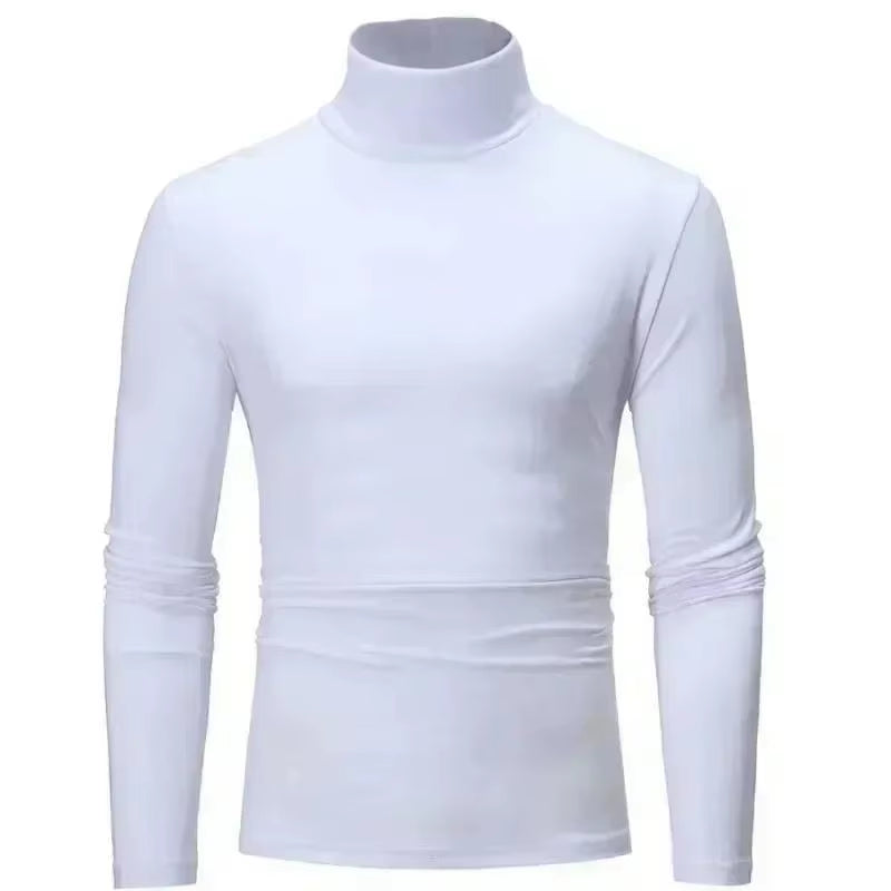 New Thermal Underwear Tops Men'S Casual Slim Turtleneck Bottom Shirt Long Sleeve Basic Tops Autumn Pullover Mock Neck Undershirt