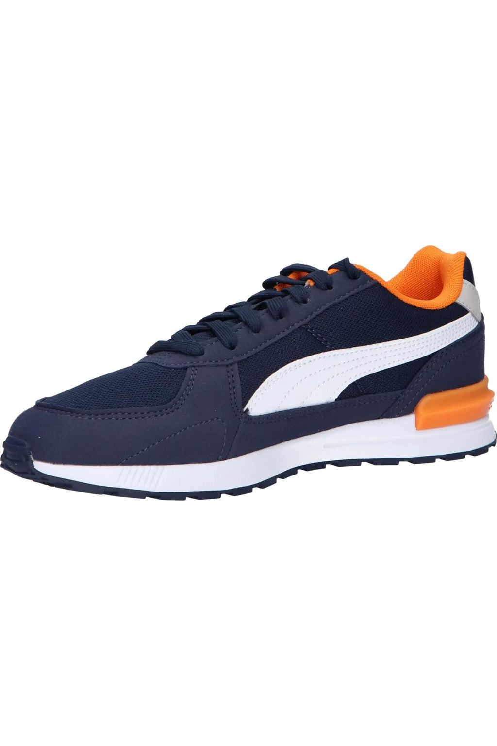 White Puma Casual Sneakers for Women, featuring lace-up closure, synthetic leather and canvas upper, textile lining, rubber sole, ideal comfortable women's shoes for autumn-spring seasons, versatile footwear in white.