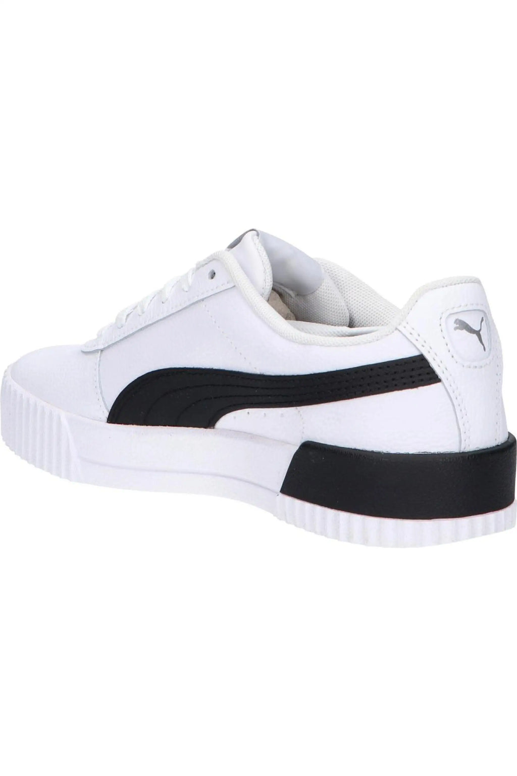 Puma women's casual sneakers in white, made of synthetic leather and textile, featuring a lace-up closure and closed toe, perfect for autumn-spring wear, ideal comfortable shoes for women.
