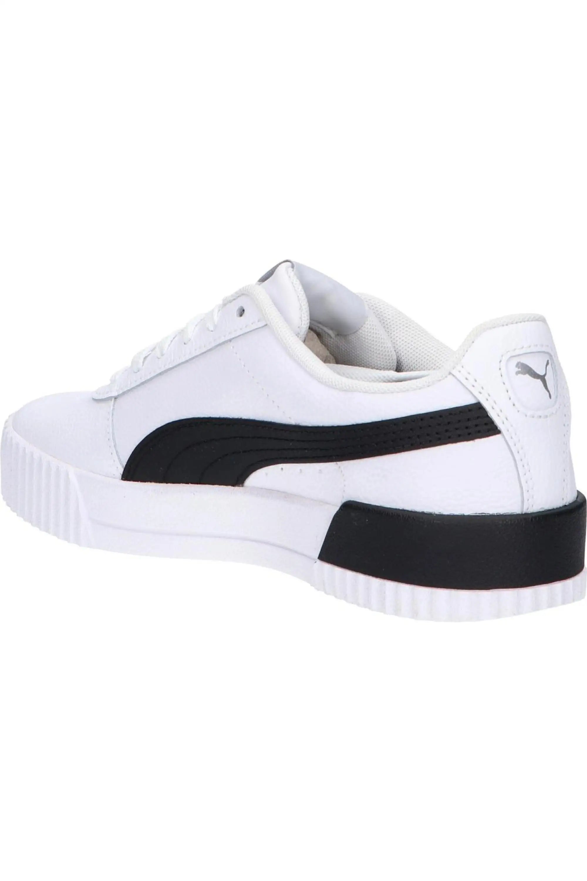 Puma women's casual sneakers in white, made of synthetic leather and textile, featuring a lace-up closure and closed toe, perfect for autumn-spring wear, ideal comfortable shoes for women.