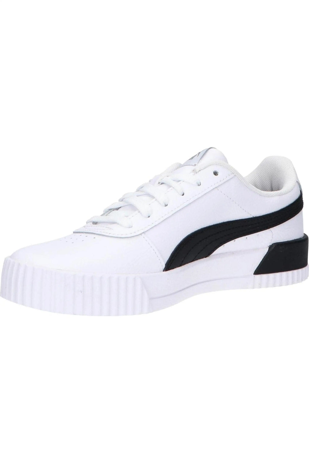 Puma women's casual sneakers in white, made of synthetic leather and textile, featuring a lace-up closure and closed toe, perfect for autumn-spring wear, ideal comfortable shoes for women.