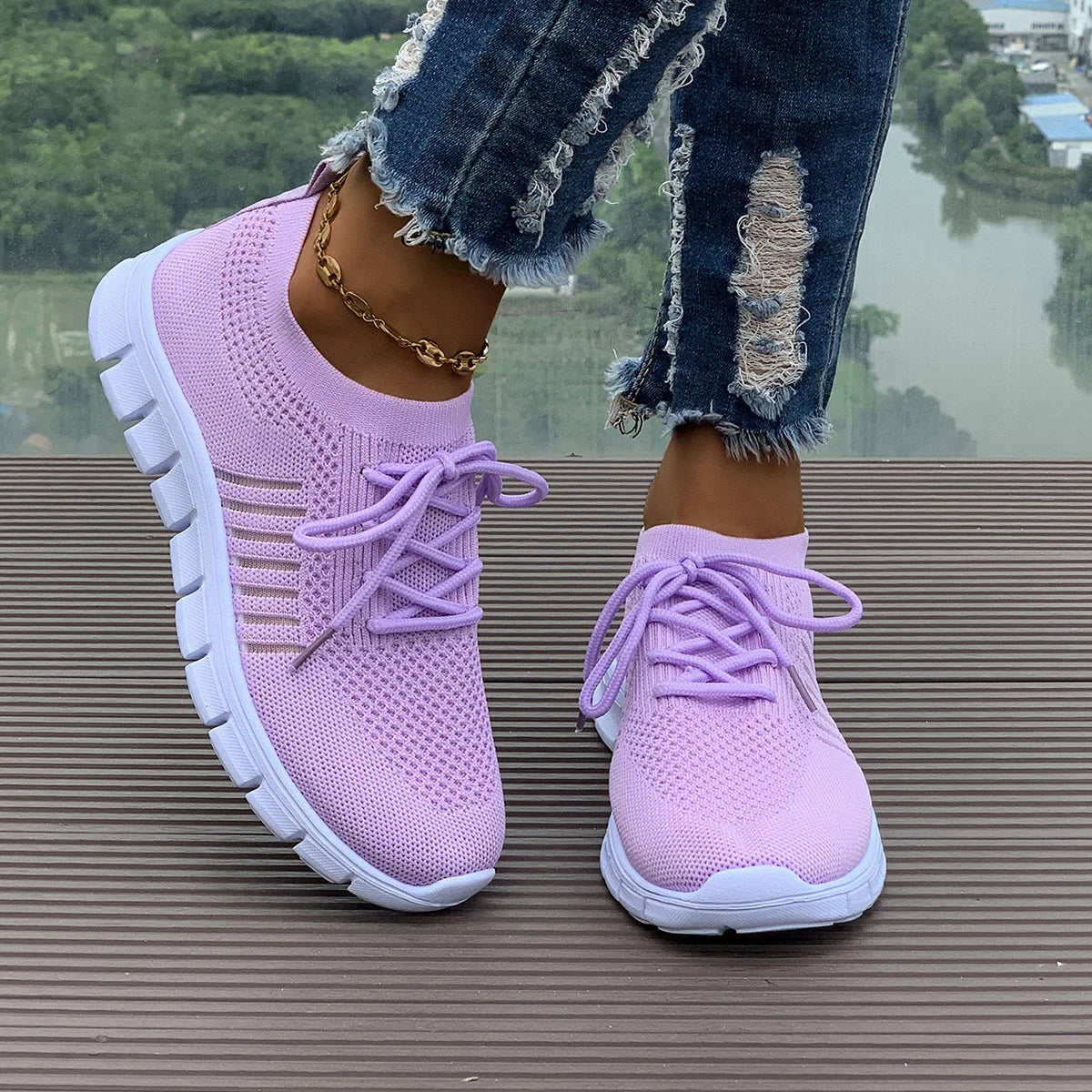 Zapatos informales amarillos de verano, zapatos planos para mujer, zapatillas de deporte de punto de malla transpirable, zapatos de tenis para mujer, zapatos ligeros para correr, zapatos de mujer