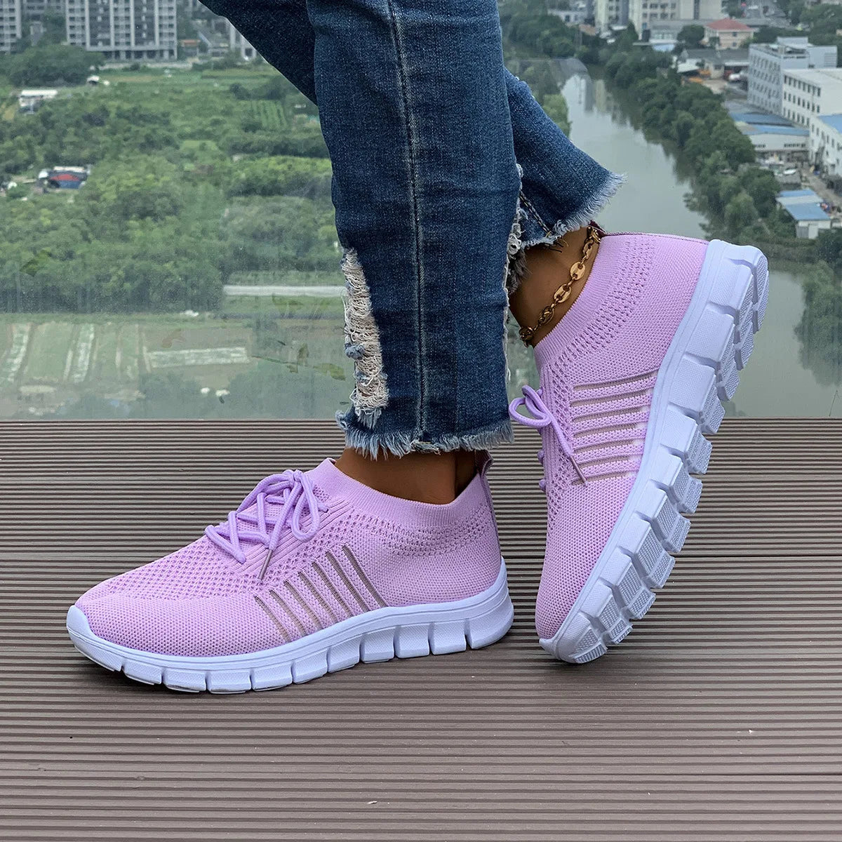 Zapatos informales amarillos de verano, zapatos planos para mujer, zapatillas de deporte de punto de malla transpirable, zapatos de tenis para mujer, zapatos ligeros para correr, zapatos de mujer