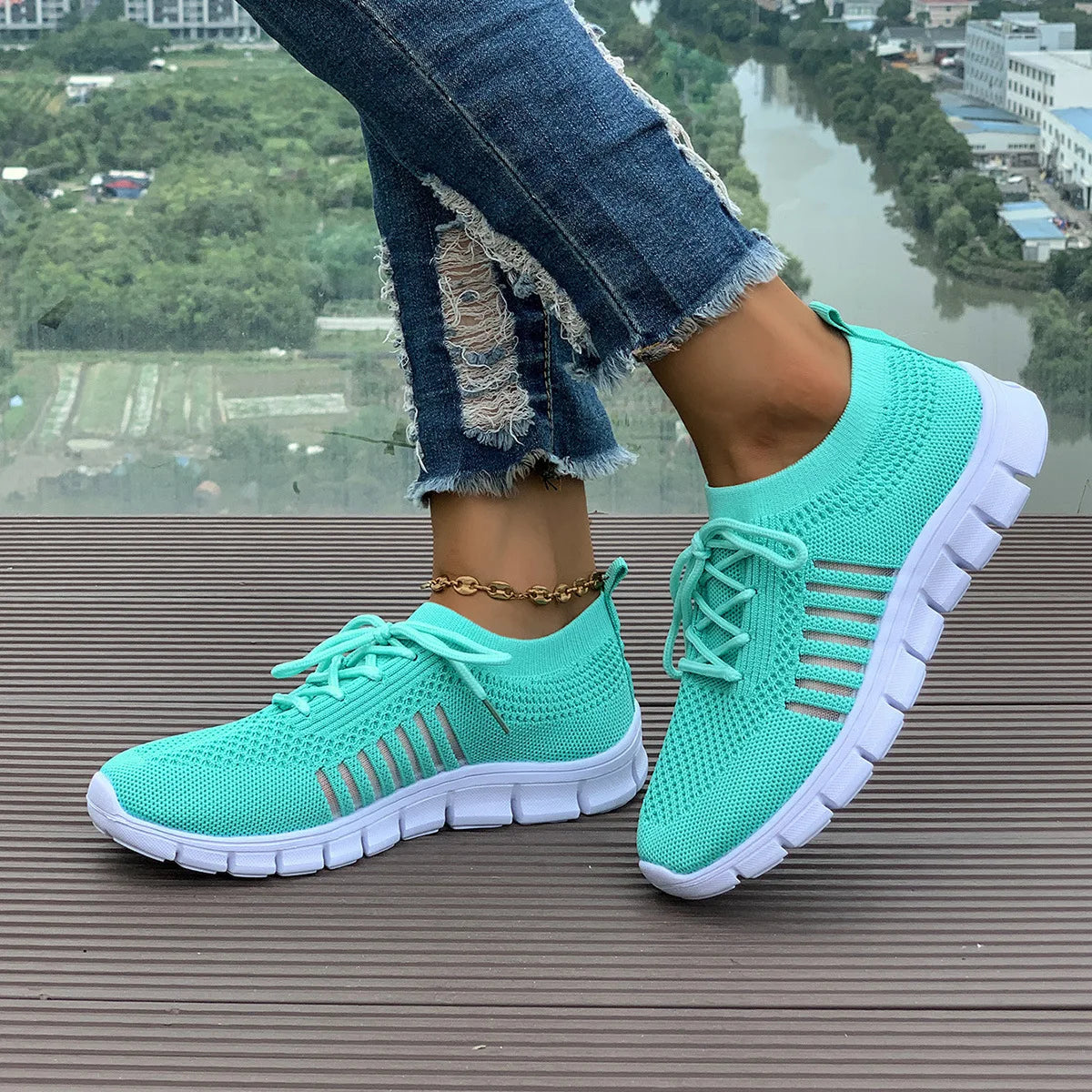 Zapatos informales amarillos de verano, zapatos planos para mujer, zapatillas de deporte de punto de malla transpirable, zapatos de tenis para mujer, zapatos ligeros para correr, zapatos de mujer