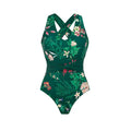 Traje de baño de una pieza con estampado verde Vintage para mujer