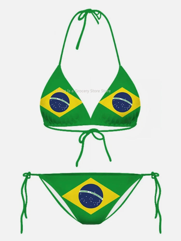 Bikini con estampado de Bandera Americana