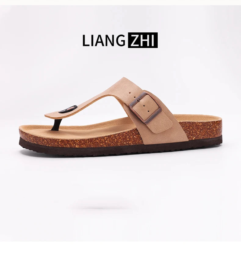 Chanclas de Corcho para Mujer CRACOMIN, Sandalias Planas de Corcho Suave, Chanclas de Playa de Moda de Verano, Sandalias Unisex Cómodas para el Hogar