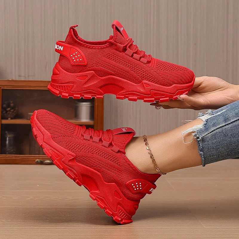 Zapatos informales amarillos de verano, zapatos planos para mujer, zapatillas de deporte de punto de malla transpirable, zapatos de tenis para mujer, zapatos ligeros para correr, zapatos de mujer