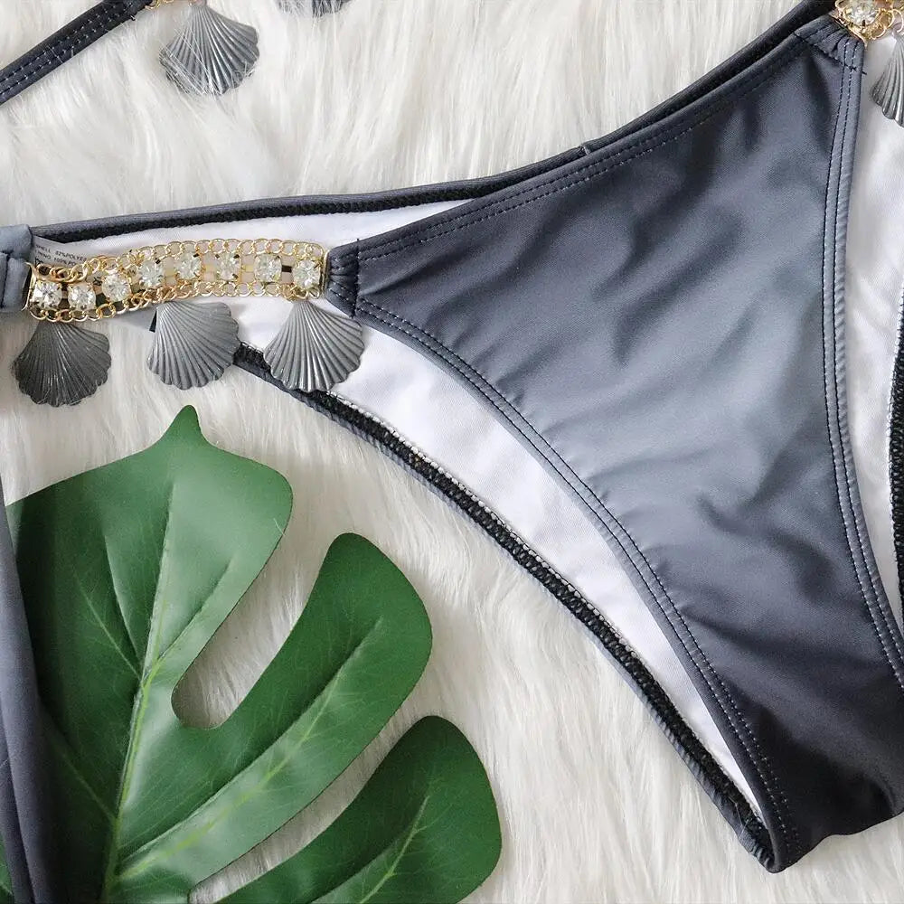 Bikini con tiras sexys y estampado degradado para mujer, modelo 2026