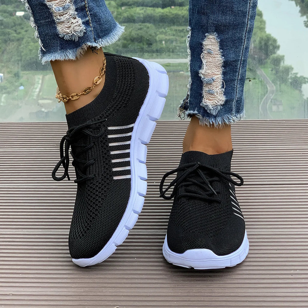 Zapatos informales amarillos de verano, zapatos planos para mujer, zapatillas de deporte de punto de malla transpirable, zapatos de tenis para mujer, zapatos ligeros para correr, zapatos de mujer