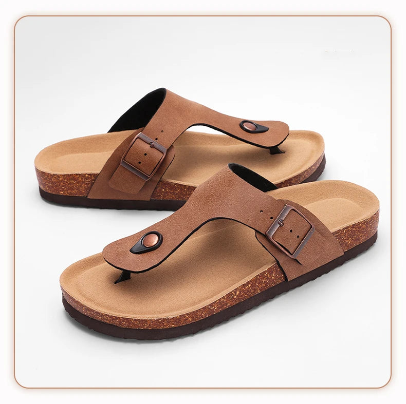 Chanclas de Corcho para Mujer CRACOMIN, Sandalias Planas de Corcho Suave, Chanclas de Playa de Moda de Verano, Sandalias Unisex Cómodas para el Hogar