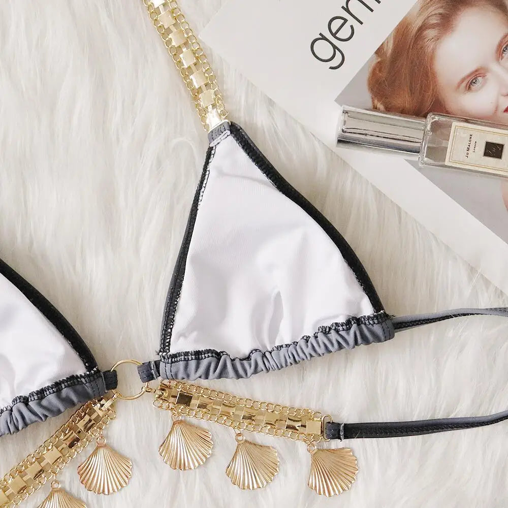 Bikini con tiras sexys y estampado degradado para mujer, modelo 2026