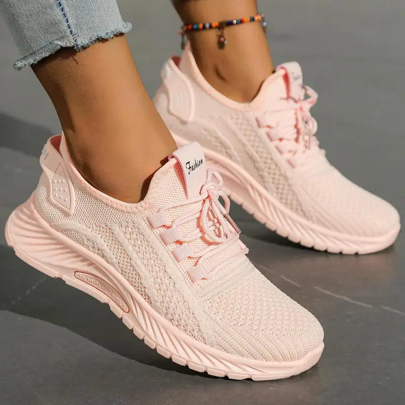 Zapatos informales amarillos de verano, zapatos planos para mujer, zapatillas de deporte de punto de malla transpirable, zapatos de tenis para mujer, zapatos ligeros para correr, zapatos de mujer