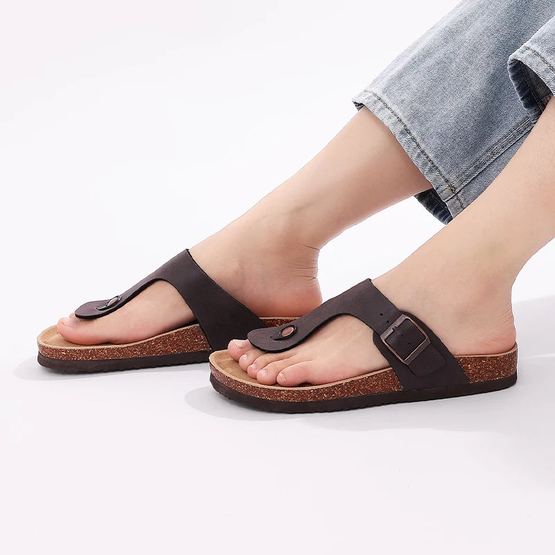 Chanclas de Corcho para Mujer CRACOMIN, Sandalias Planas de Corcho Suave, Chanclas de Playa de Moda de Verano, Sandalias Unisex Cómodas para el Hogar