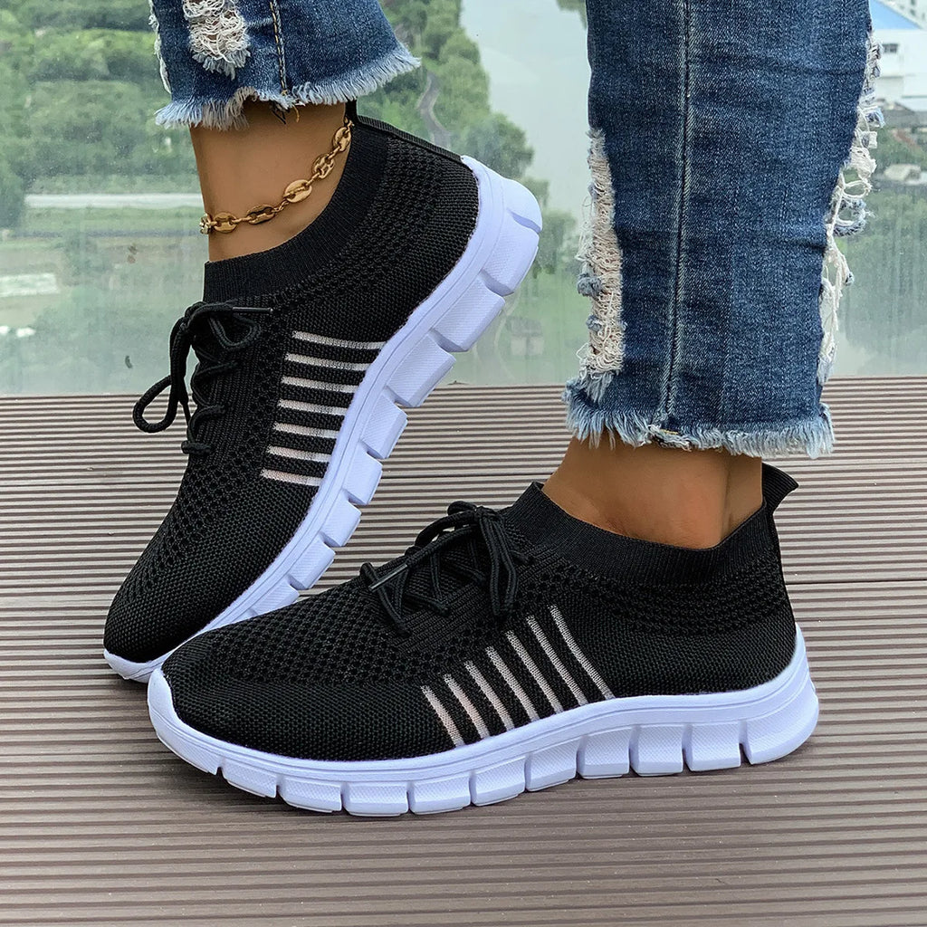 Zapatos informales amarillos de verano, zapatos planos para mujer, zapatillas de deporte de punto de malla transpirable, zapatos de tenis para mujer, zapatos ligeros para correr, zapatos de mujer