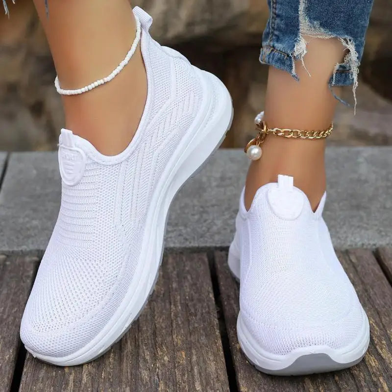 Zapatos informales amarillos de verano, zapatos planos para mujer, zapatillas de deporte de punto de malla transpirable, zapatos de tenis para mujer, zapatos ligeros para correr, zapatos de mujer