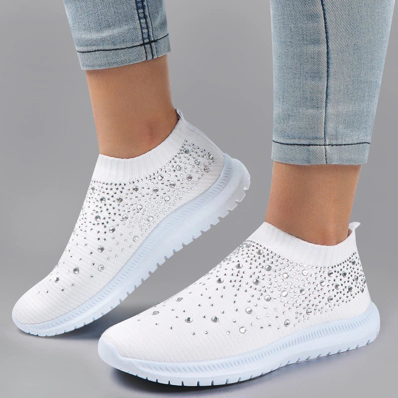 Zapatos informales amarillos de verano, zapatos planos para mujer, zapatillas de deporte de punto de malla transpirable, zapatos de tenis para mujer, zapatos ligeros para correr, zapatos de mujer
