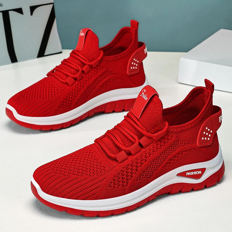 Zapatos informales amarillos de verano, zapatos planos para mujer, zapatillas de deporte de punto de malla transpirable, zapatos de tenis para mujer, zapatos ligeros para correr, zapatos de mujer