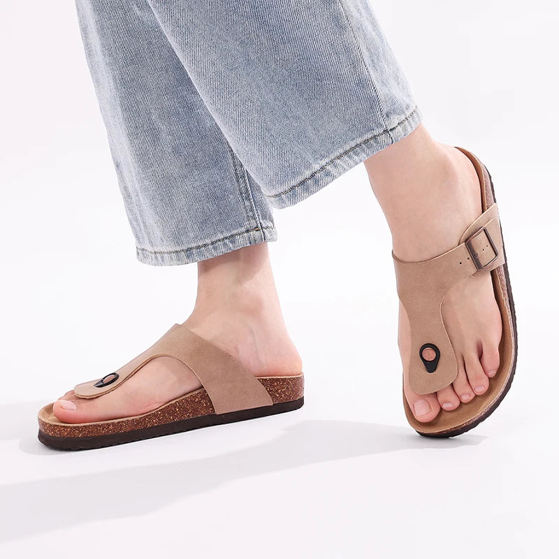 Chanclas de Corcho para Mujer CRACOMIN, Sandalias Planas de Corcho Suave, Chanclas de Playa de Moda de Verano, Sandalias Unisex Cómodas para el Hogar
