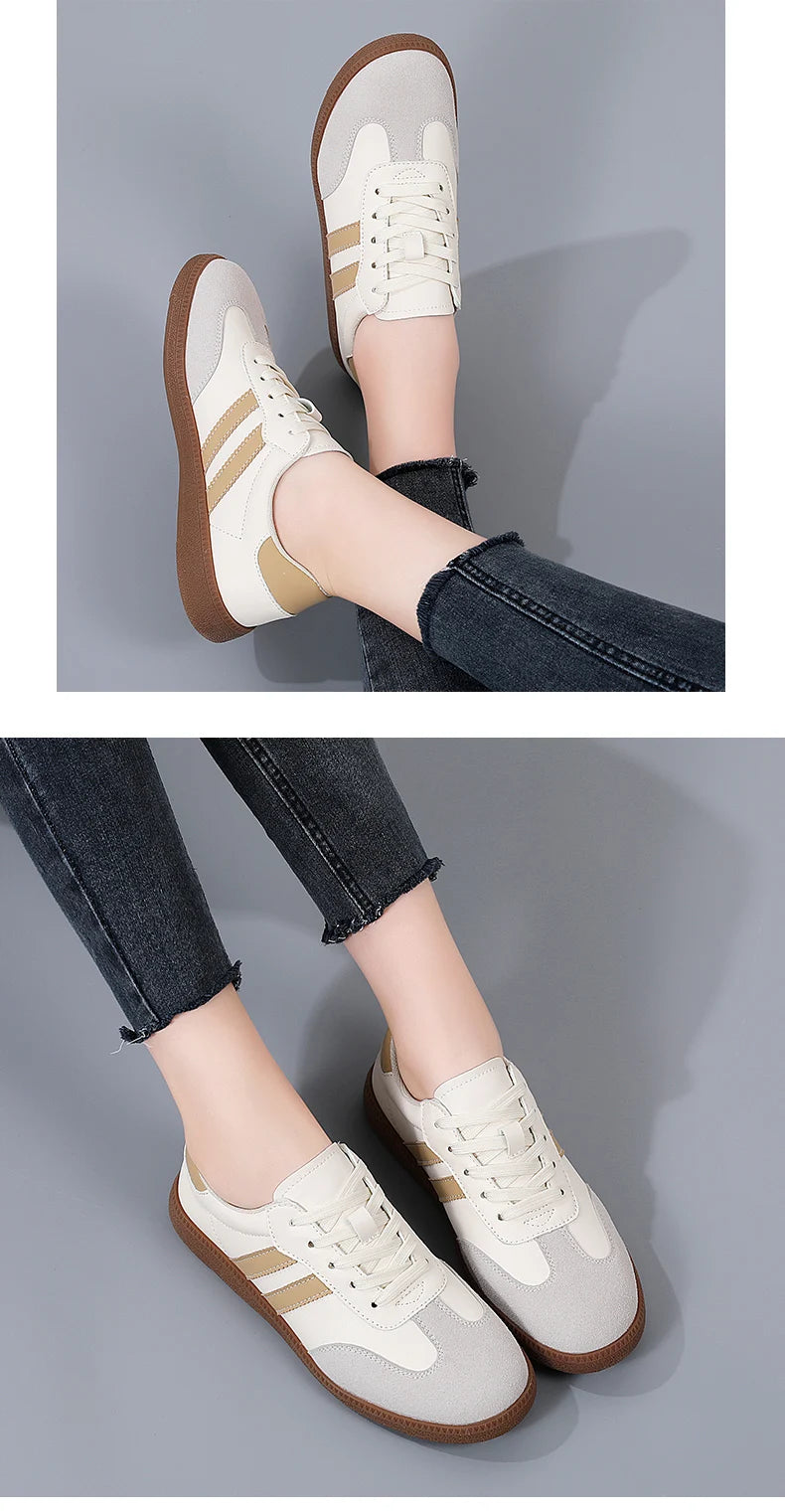 Zapatos de mujer, zapatos planos informales a la moda, zapatos vulcanizados para mujer, zapatillas para caminar al aire libre, zapatos clásicos cómodos para mujer, negro y blanco