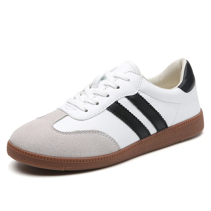 Zapatos de mujer, zapatos planos informales a la moda, zapatos vulcanizados para mujer, zapatillas para caminar al aire libre, zapatos clásicos cómodos para mujer, negro y blanco