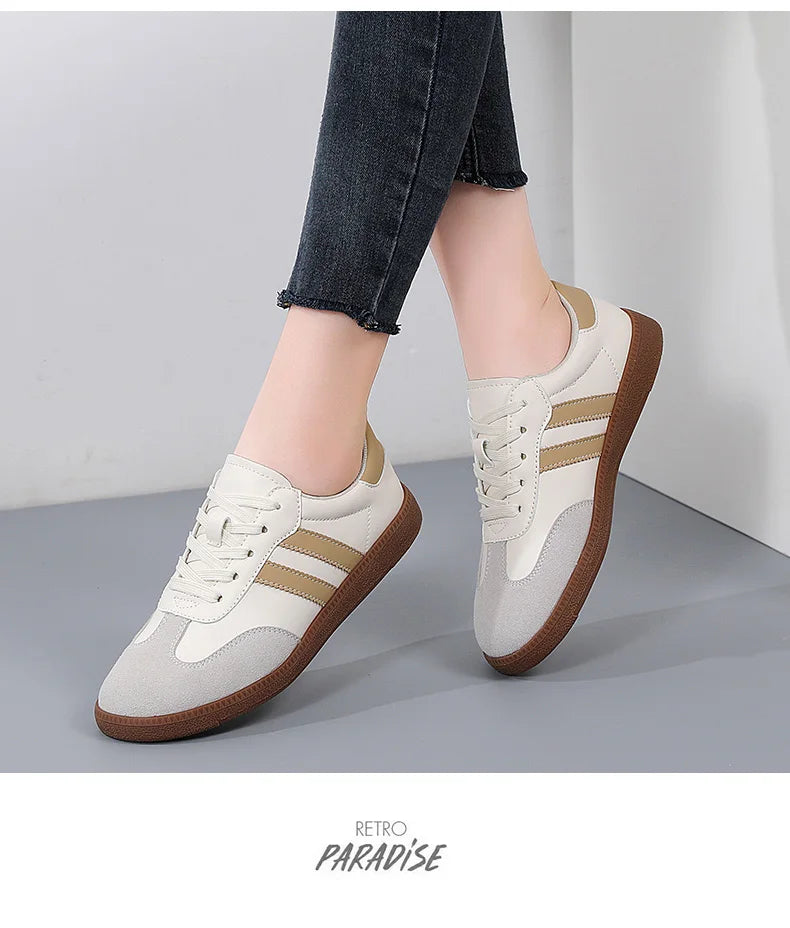 Zapatos de mujer, zapatos planos informales a la moda, zapatos vulcanizados para mujer, zapatillas para caminar al aire libre, zapatos clásicos cómodos para mujer, negro y blanco