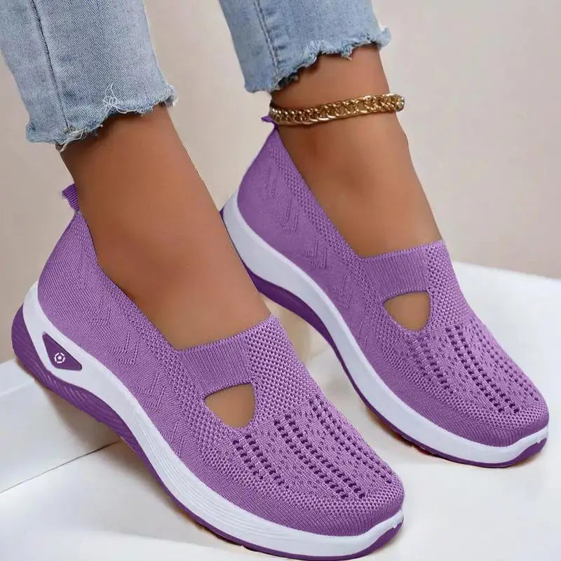 Zapatos informales amarillos de verano, zapatos planos para mujer, zapatillas de deporte de punto de malla transpirable, zapatos de tenis para mujer, zapatos ligeros para correr, zapatos de mujer