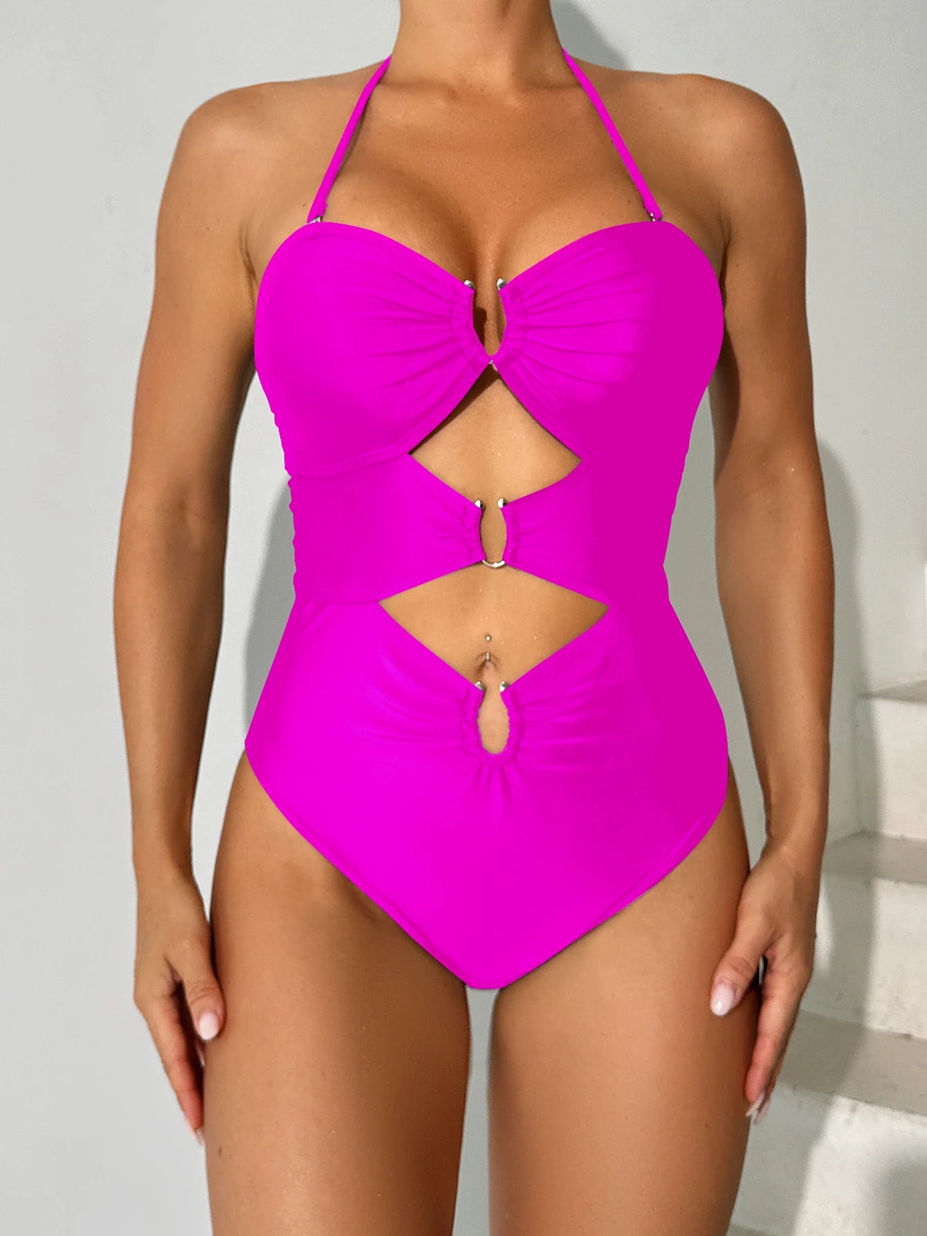 Traje de Baño 2026 con Tirantes Cruzados, Sexy, con Aberturas, para Mujer