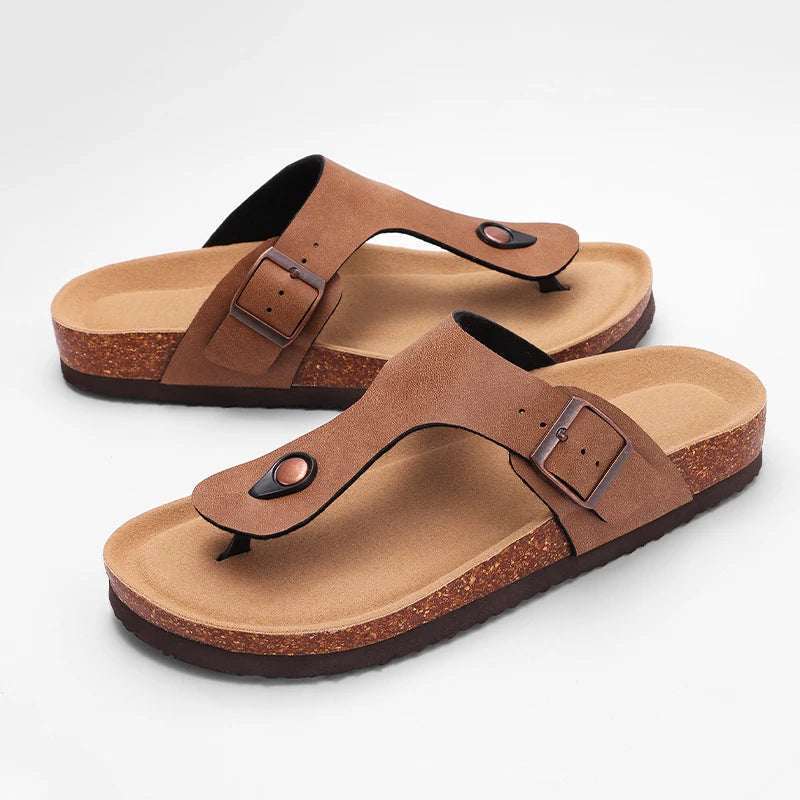 Chanclas de Corcho para Mujer CRACOMIN, Sandalias Planas de Corcho Suave, Chanclas de Playa de Moda de Verano, Sandalias Unisex Cómodas para el Hogar