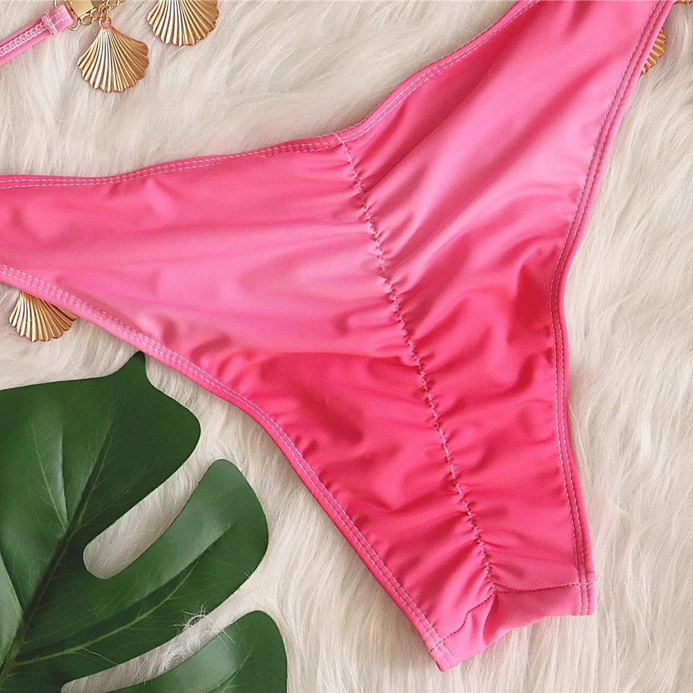 Bikini con tiras sexys y estampado degradado para mujer, modelo 2026